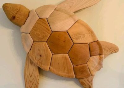 Handcrafted custom wood sea turtle